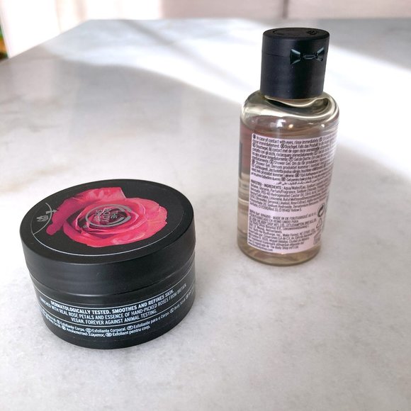 3/$50 - New! The Body Shop British Rose body wash & body scrub (travel size) - Picture 2 of 2